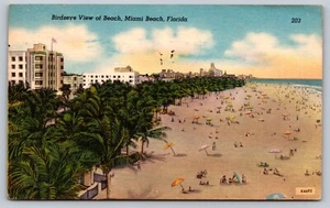 Vintage 1955 Birdseye View of Miami Beach Postcard - Classic 1950s Scene - Picture 1 of 3