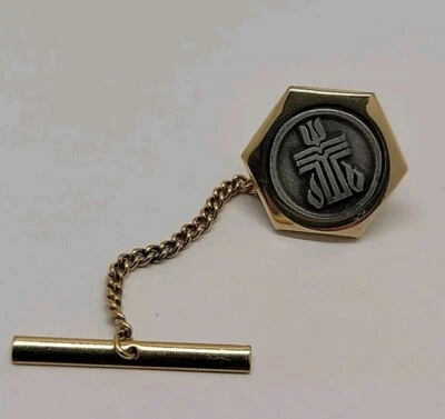 Corbata Presbiteriana Vintage Cruz Tono Dorado y Estaño Dos Tonos 3D Texturizada Foto 1 de 4