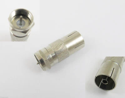 1pcs F Male Plug to PAL DVB-T TV IEC Female Jack Coaxial RF Connector Adapter - Image 1 of 4