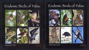 Palau 888-889 MNH, Endemic Birds of Palau Souvenir Sheets from 2007. - Bild 1 von 1
