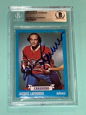 JACQUES LAPERRIERE Signed 1973-74 TOPPS Card #137 Beckett BAS - Image 1 of 2