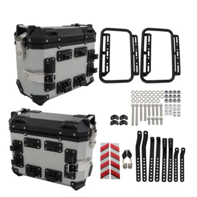 2x Estuches Laterales Moto 36L Motocicleta Lateral Rígido Alforja Caja Maletero Tour Plateado Foto 1 de 4