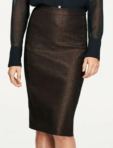 Lands End Bronze Shimmer Pencil Skirt - Size 12 - Picture 1 of 12