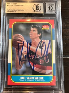 1986-87 Fleer KI VANDEWEGHE IP Autografo BAS Auto Autentica #117 AUTO GRADO 10 - Foto 1 di 2