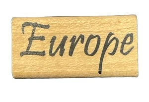 Europe Continent Place Geograpy Word Wood Rubber Stamp - Picture 1 of 3