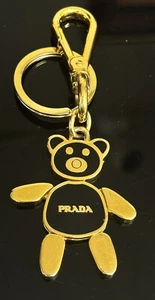 PRADA Bear Keychain Bag charm Black Gold Logo Good Condition - Picture 1 of 4