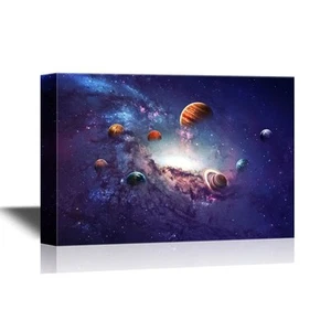 wall26 - Astronomie Leinwand Wandbild - Planeten des Sonnensystems - 24x36 cm - Bild 1 von 3