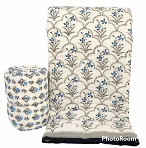 Indische Baumwolle Blumendruck Wendedecke Queen Size Winter Razai Quilt Art - Bild 1 von 1