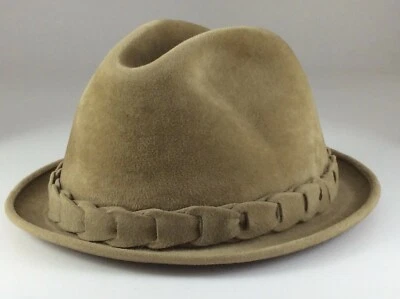 Vintage Biltmore Fedora Trilby Hat Felt Golden Pheasant Size 22in Brown U171 - Image 1 of 4