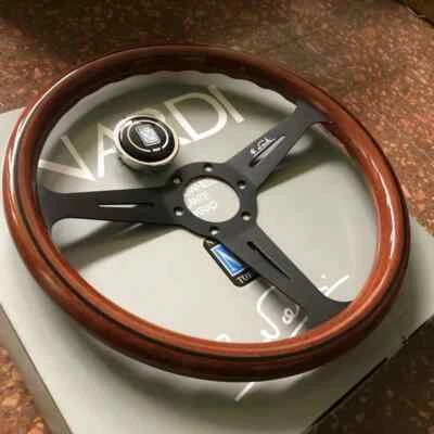 NARDI Classic 360mm Mahogany Wood Steering Wheel with Black Spokes - Image 1 of 4