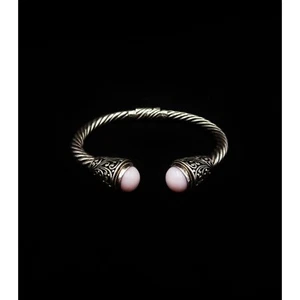 VTG Robert Manse 925 Sterling Silver 18k 6.5" Pink Stone Bracelet Indonesia - Imagen 1 de 8