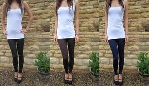 EXTRA LONG Leggings HIGH WAIST Viscose Stretch SIZE 6 8 10 12 14 16 18 20 22 - Picture 1 of 4