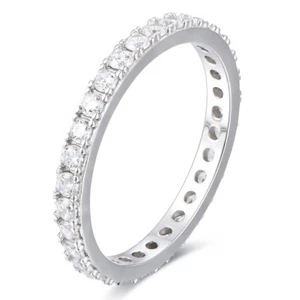 2.8mm 925 Sterling Silver Eternity Wedding Band CZ Engagement Ring 2.5-15 S10680 - Picture 1 of 6