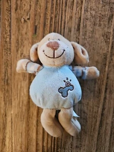TOMMEE TIPPEE Plush RATTLE Teddy BEAR Puppy DOG Blue Beige Soft Toy 20cm Baby - Picture 1 of 4
