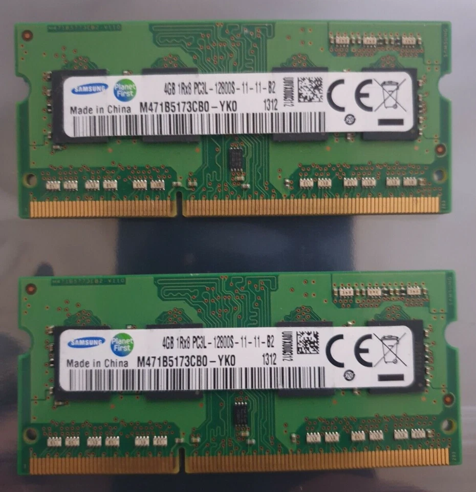 Samsung 8GB 2X4GB DDR3 1RX8 1600MHz PC3L-12800S 204pin SODIMM Laptop Memory RAM  - Image 1 of 1