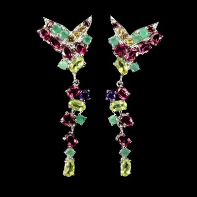 925 Sterling Silver Earrings Peridot Emerald Garnet Sapphire Gemstone Jewelry - Image 1 of 4
