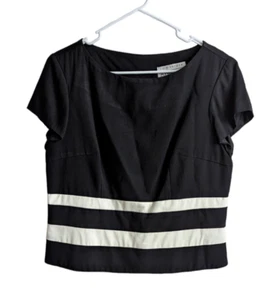 Vintage Lois Snyder Dani Max Petite Black/White Business Casual Top 14 - Picture 1 of 6