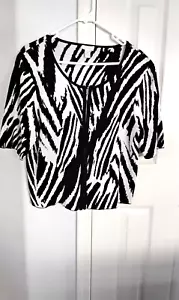 Chico's Strickpullover/Jacke 100% Baumwolle Reißverschluss halblangarm weiß/schwarz 3 (XL) - Bild 1 von 5