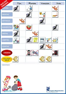 Familienplan Whiteboard Dienstplan Kühlschrank Magnetfolie Ferrofolie Eisenfolie - Bild 1 von 2