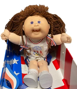 olympic cabbage patch basketball girl red hair blue eyes w/ pin & box (c Descr) - Picture 1 of 12