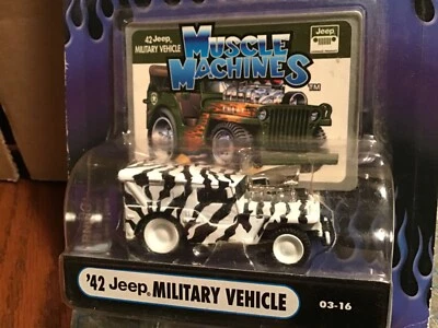  1942 Jeep military vehicle zebra paint    Muscle Machine BLOWER funline1:64 - Image 1 of 3