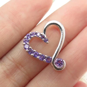 ALWAND VAHAN 925 Sterling Silver Real Amethyst Gemstone Open Heart Pendant - Picture 1 of 8