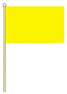 HAND WAVING FLAG LARGE YELLOW 18" X 12" WITH 24" WOODEN POLE Festival party - Picture 1 of 1