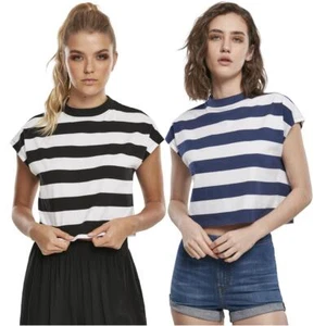 Urban Classics Ladies Striscia Breve Tee Strisce Ritagliato Top Pancia Scoperta - Picture 1 of 21
