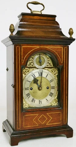 Rare Antique English Inlaid Mahogany Twin Fusee Striking Repeating Bracket Clock Cover