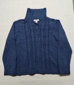 Christopher Banks Blau Pullover Herren Large Pulli Mock Neck 1/4 Zip Stretch - Bild 1 von 13