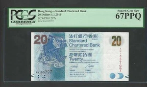 Hong Kong 20 Dollars 1-1-2010 P297a Uncirculated Grade 67 - Picture 1 of 2