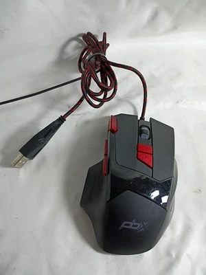 PBX Warlord Wired Professional Gaming Mouse PBGA13BK 8-Button Red/Black - Image 1 of 4