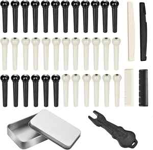 36 STCK. Akustikgitarre Steg Pins Heringe mit 2 STCK. Gitarre Sattel Mutter und Brücke P - Bild 1 von 12
