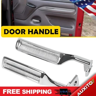 Chrome Door Inside Handles Metal LH RH Fit Ford F250 F150 F350 Bronco 1887-1996 - Image 1 of 4
