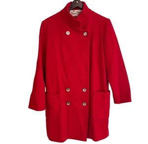 DE COLECCIÓN AÑOS 80 BEAU BREM MEZCLA LANA GUISANTE ABRIGO MUJER 8 ROJO DOBLE BOTONADURA HECHO EN EE. UU. - Imagen 1 de 20