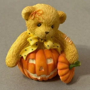 Vintage Cherished Teddies Figurine Enesco Halloween Decor Bear Leslie Pumpkin - Picture 1 of 3
