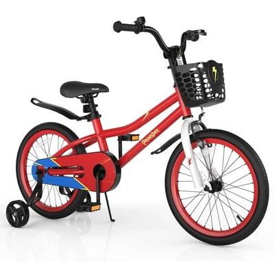 18" Kid’s Bike w/Removable Training Wheels & Basket for 4-8 Years Old  Red - Image 1 of 4