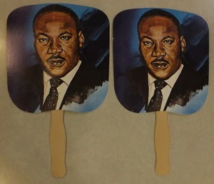 2 MARTIN LUTHER KING ADVERTISING HAND HELD FANS MCDONALD'S EVANSVILLE INDIANA - Picture 1 of 10
