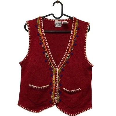 Винтажный Star Cody вязаный жилет кардиган бисером коренных американцев вид 80% шелк - Изображение 1 из 4