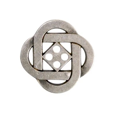CELTIC KNOT METAL 4 HOLE BUTTONS ANTIQUE SILVER SLIM PROFILE  15mm 19mm 23mm - Image 1 of 3