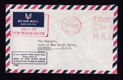 Fiji 1965 Bank New South Wales cover 1/0 Suva Meter postmark - Image 1 of 2