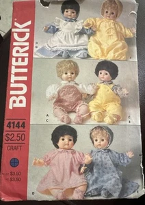 Butterick Muster 4144 One Size Vintage Puppenkleidung Kleid Overall Haubenschnitt - Bild 1 von 4
