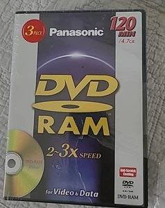 Panasonic DVD RAM Discs 3 Pack 120 Min 4.7GB 2-3x Speed Video & Data New Sealed - Picture 1 of 4
