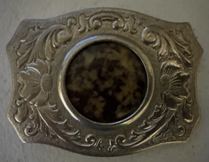 Vintage Chambers Gürtel CO. Gürtelschnalle mit abnehmbarem Edelstein Achat Cabochon - Bild 1 von 10