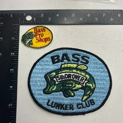 复古 2 个补丁 BASS LUNKER CLUB 5 磅布贴 + 小低音专业鞋(钓鱼)591X — 第 1/2 张图片