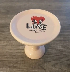 Disney Minnie & Mickey "Love Always Wins" Pink Cupcake 4" Stand  - Picture 1 of 4