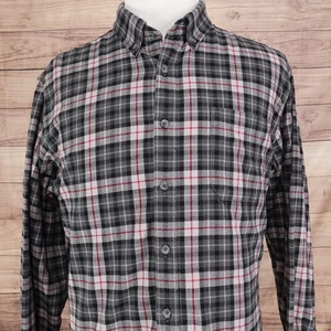 Eddie Bauer Shirt Mens TXL Gray Black Red Plaid Flannel Classic Fit XLT Tall - Picture 1 of 8