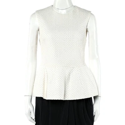 Pierre Balmain Cream Embroidered Cotton Peplum Top M - Image 1 of 4