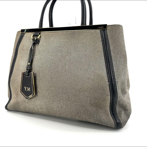 FENDI Borsa Tote Formale Beige x Nero Elegante per Pendolarismo Stoccaggio A4