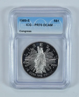 1989-S Congress Commemorative Dollar PR70 DCAM ICG *1589 - Image 1 of 4